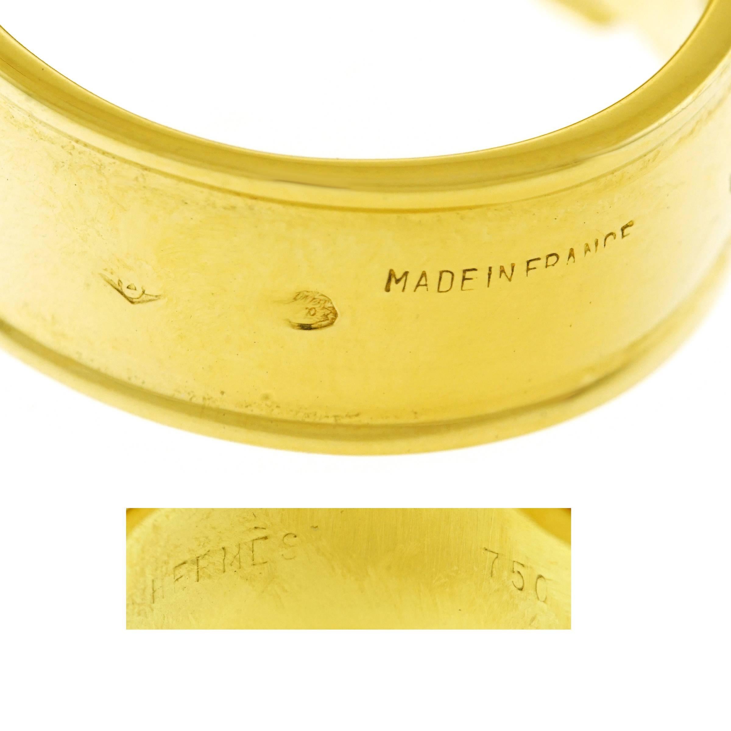 Hermes Diamond Set Gold Buckle Ring 1