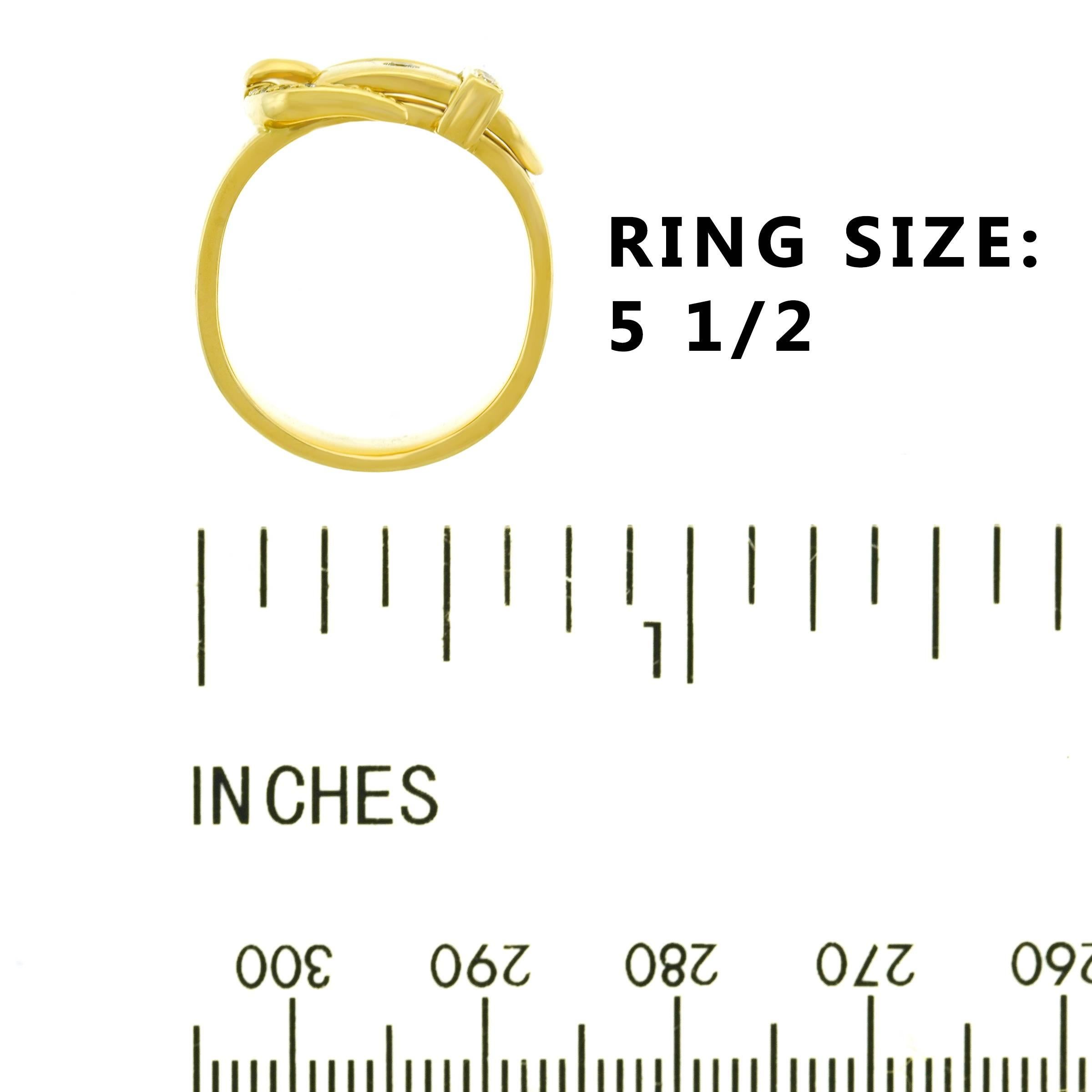 Hermes Diamond Set Gold Buckle Ring 2
