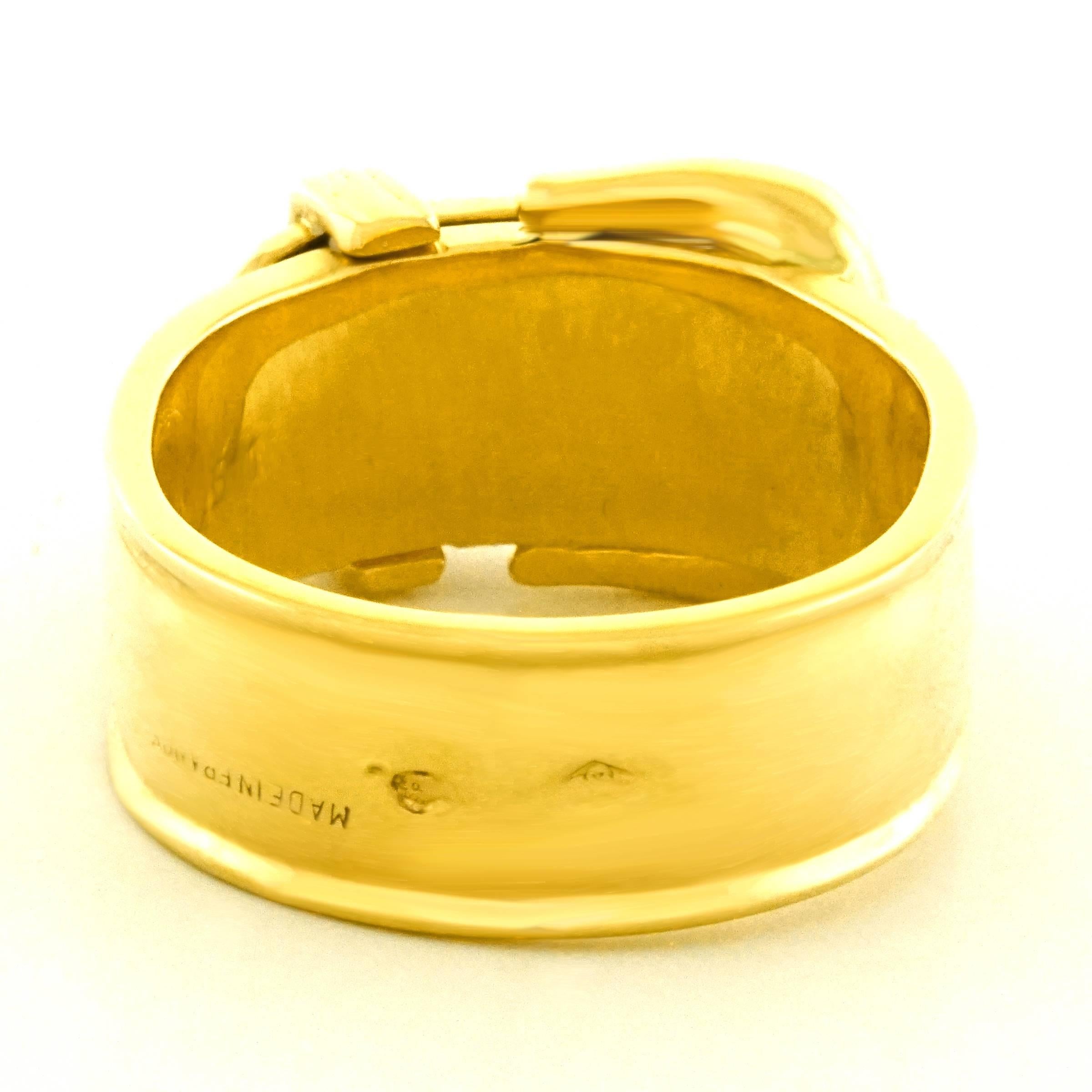 Hermes Diamond Set Gold Buckle Ring 5