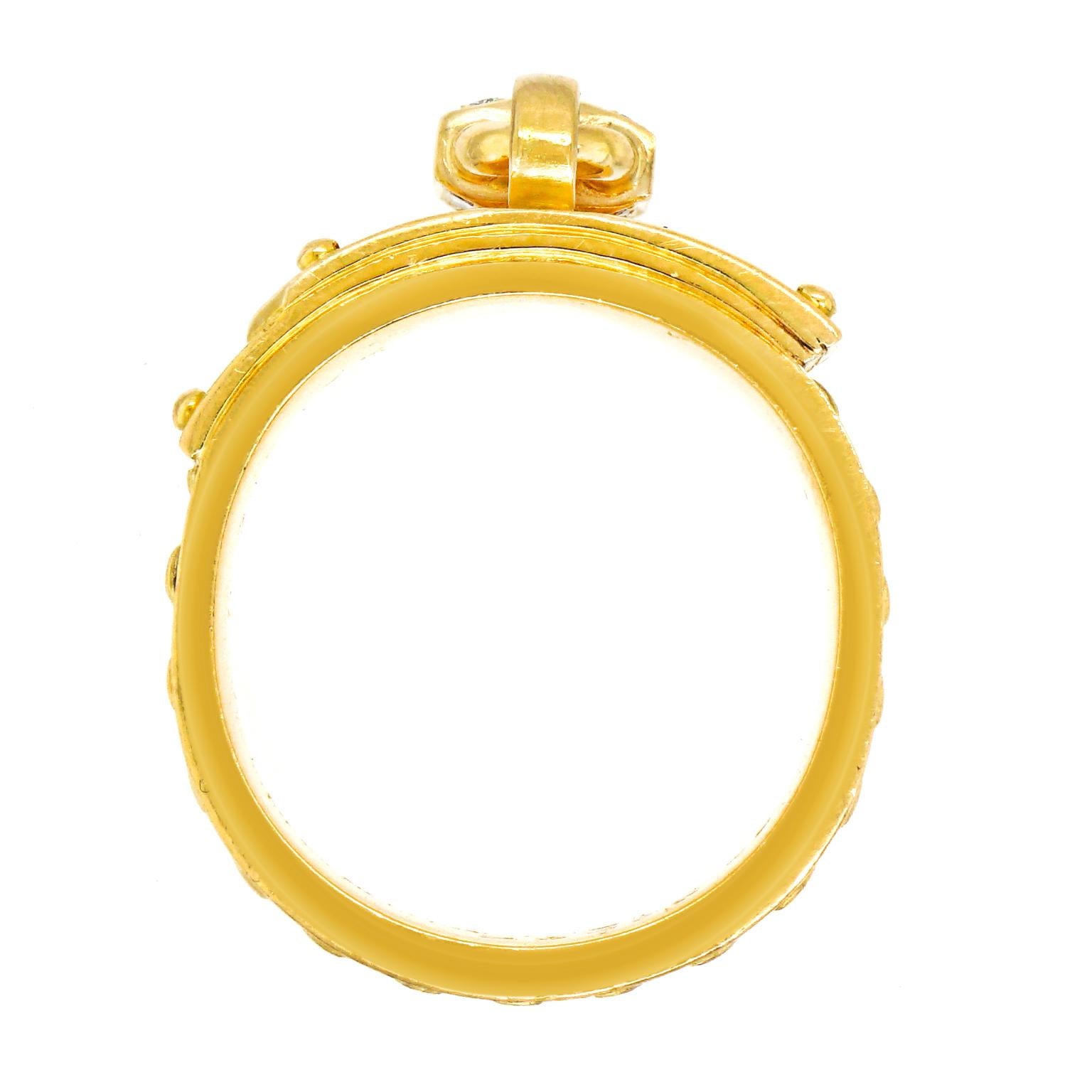 Hermes Diamond-Set Gold Lock Ring 3