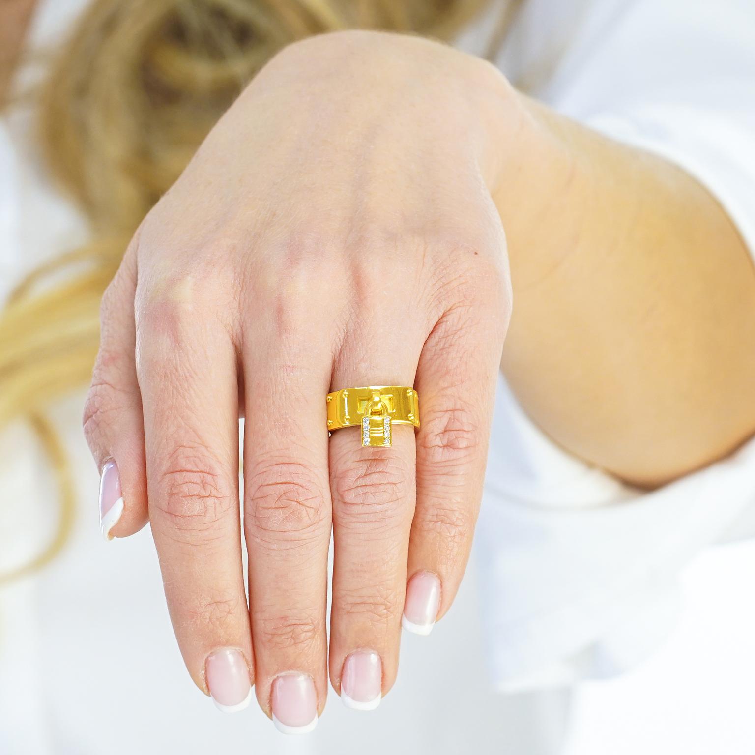 Hermes Diamond-Set Gold Lock Ring 1