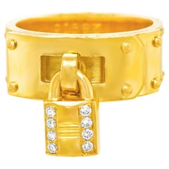 Hermes Diamond-Set Gold Lock Ring