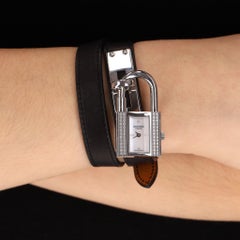 Hermes Diamond-Set Kelly Watch With Mother-Of-Pearl Face & Leather Strap