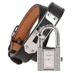 Hermes Diamond-Set Kelly Watch With Mother-Of-Pearl Face & Leather Strap