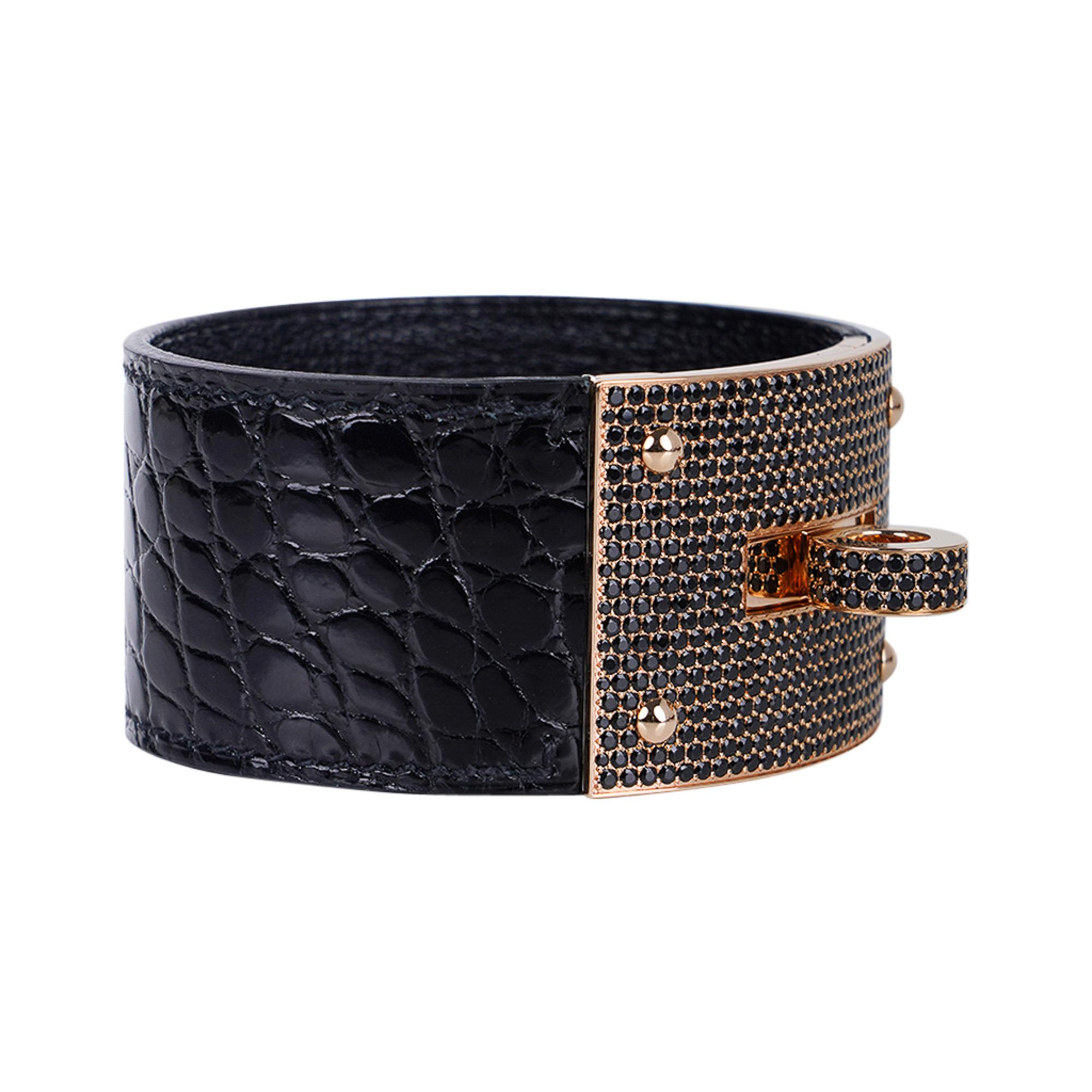 Hermes Diamond / Spinel Kelly Cuff Bracelet 18k Gold 6 Interchangeable Straps For Sale 7