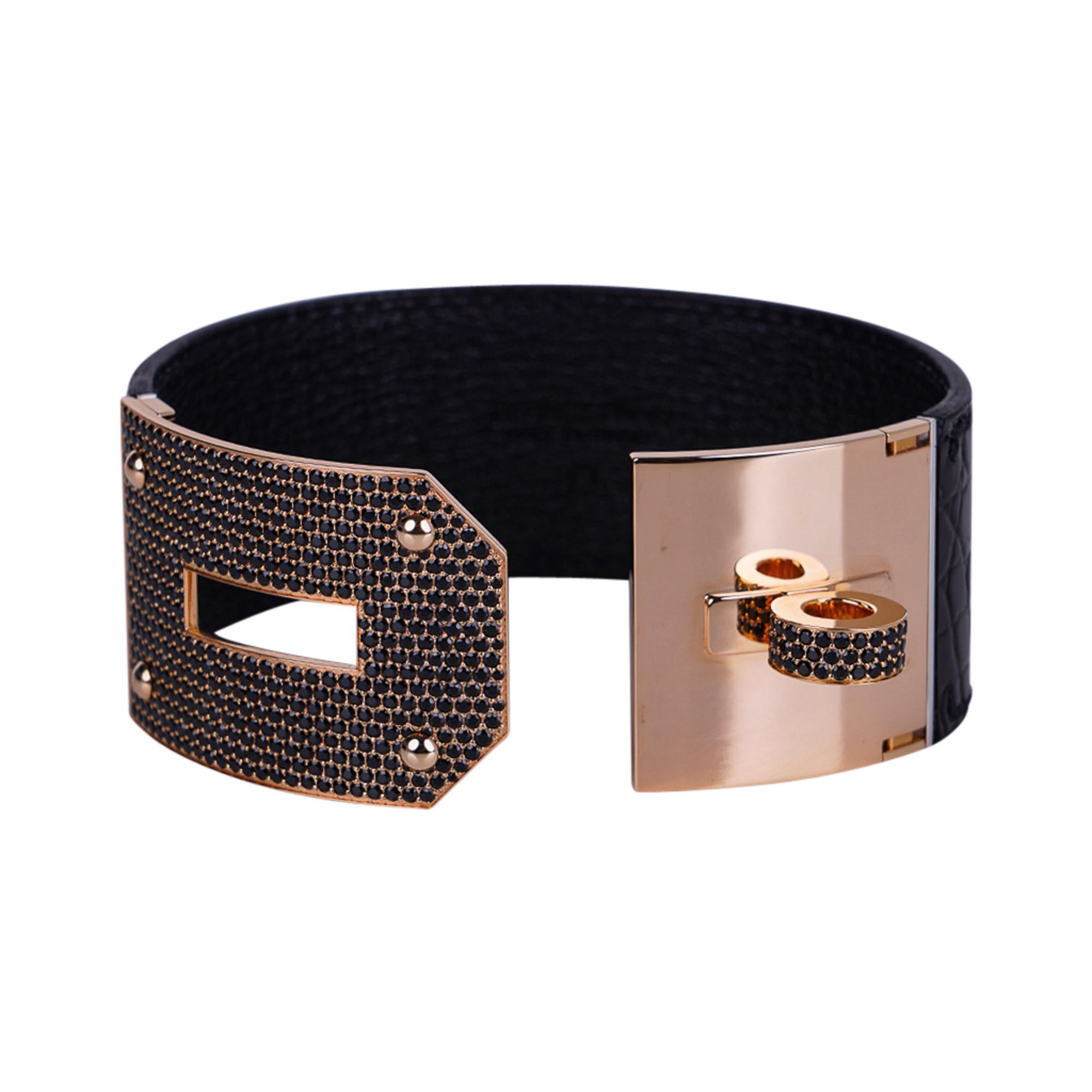 Hermes Diamond / Spinel Kelly Cuff Bracelet 18k Gold 6 Interchangeable Straps For Sale 8