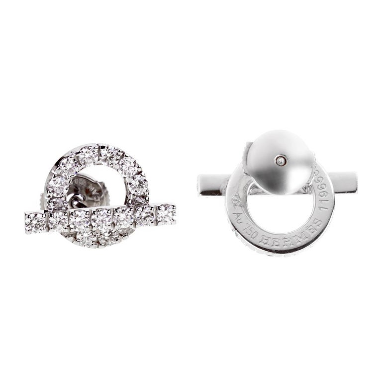 Hermes Diamond Stud White Gold Earrings For Sale at 1stDibs hermes
