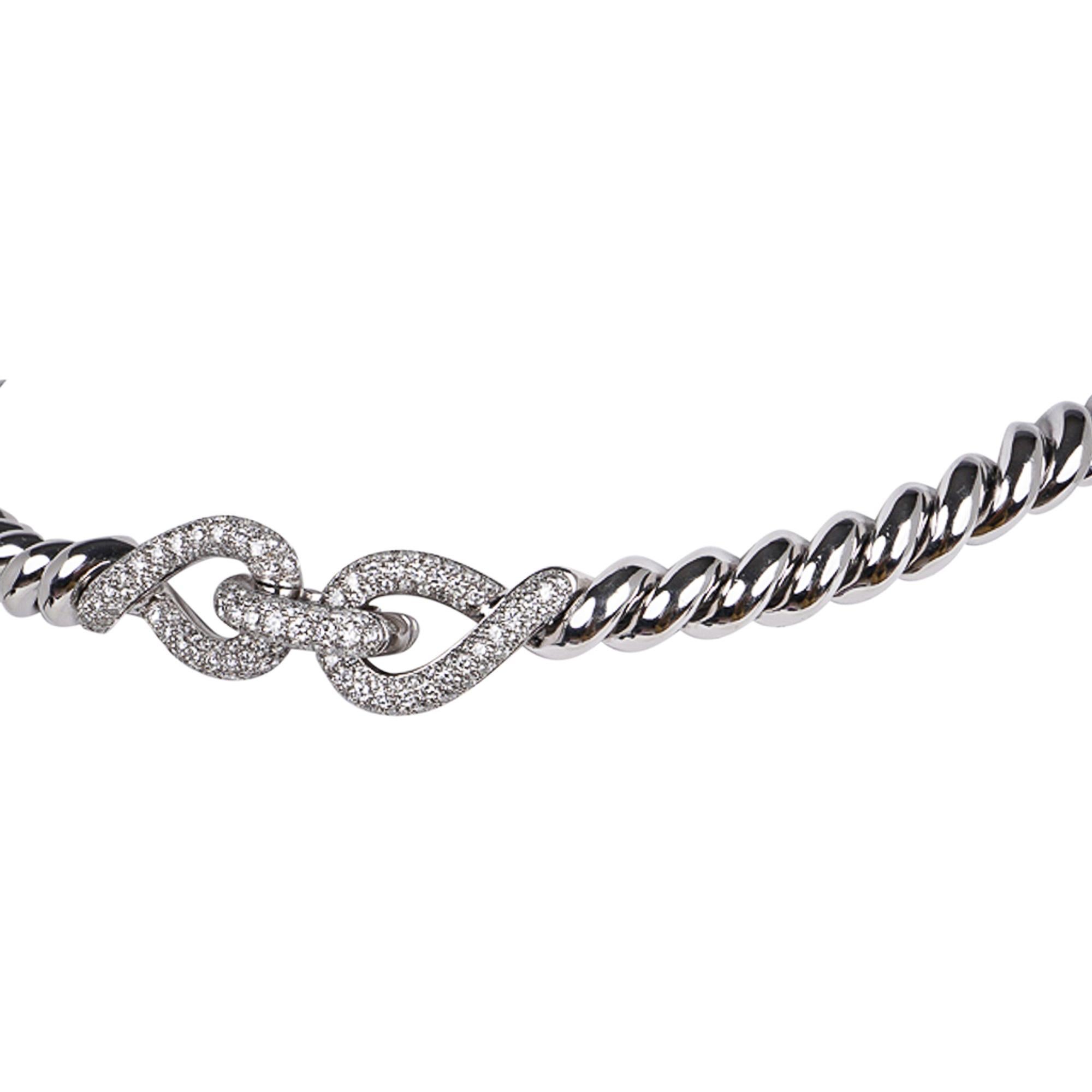 Hermes Diamond Torsade Necklace 18K White Gold Necklace For Sale 5
