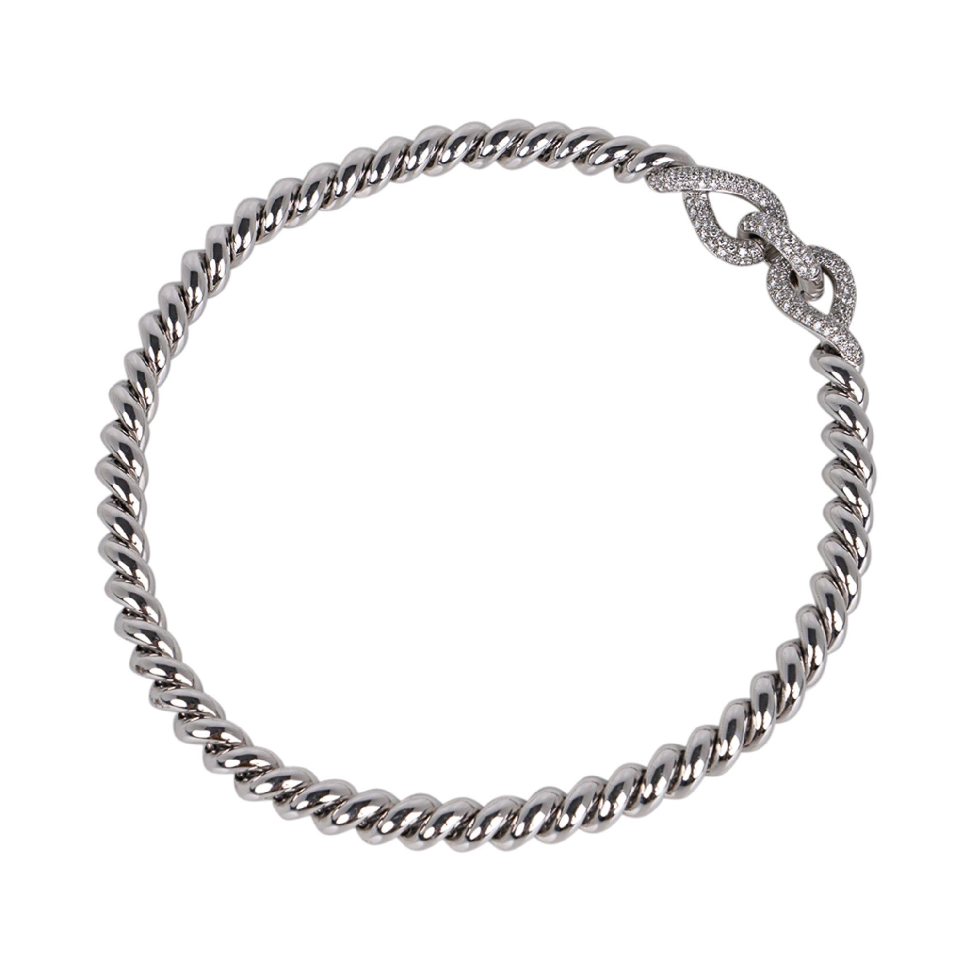 Hermes Diamond Torsade Necklace 18K White Gold Necklace For Sale 6
