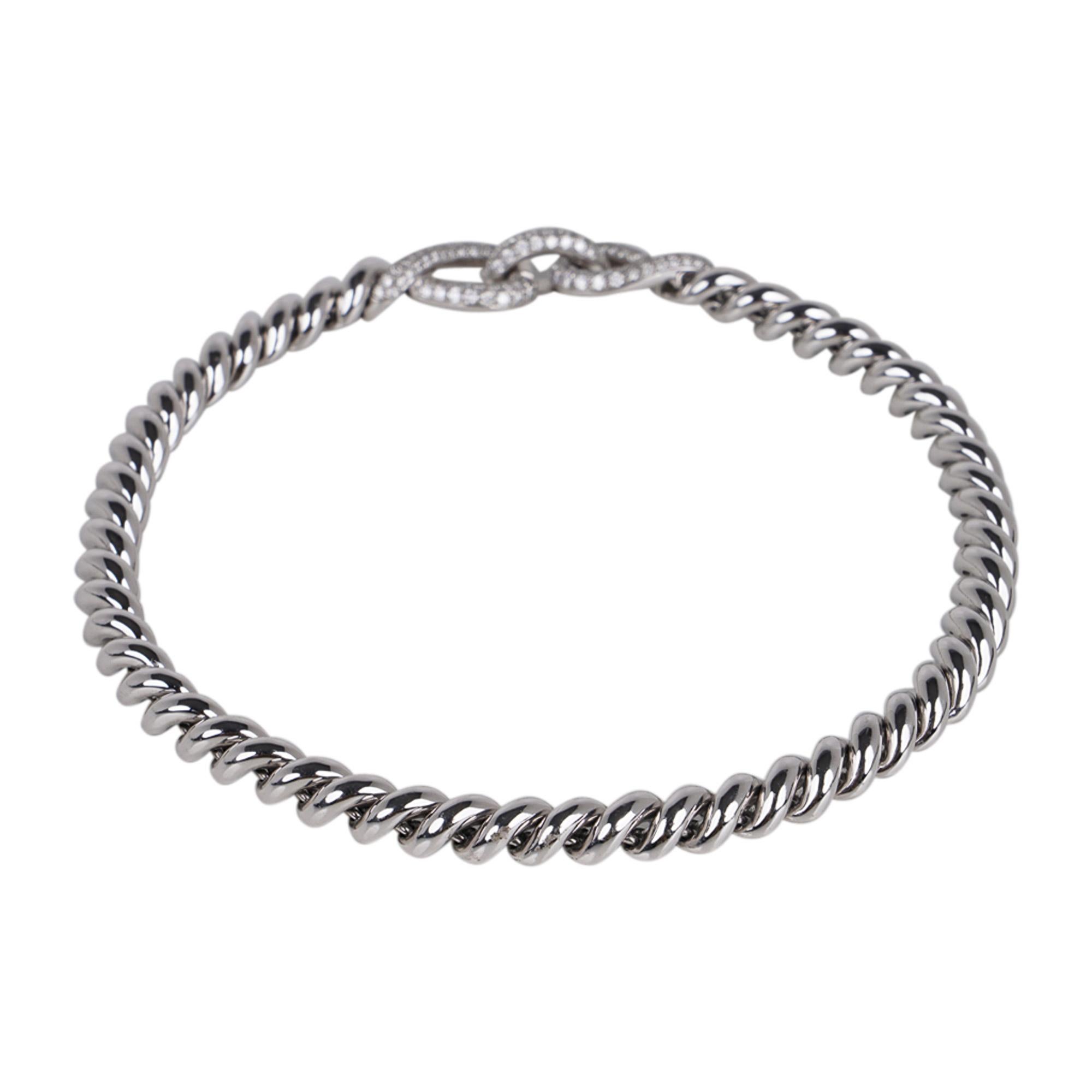 Hermes Diamond Torsade Necklace 18K White Gold Necklace For Sale 8