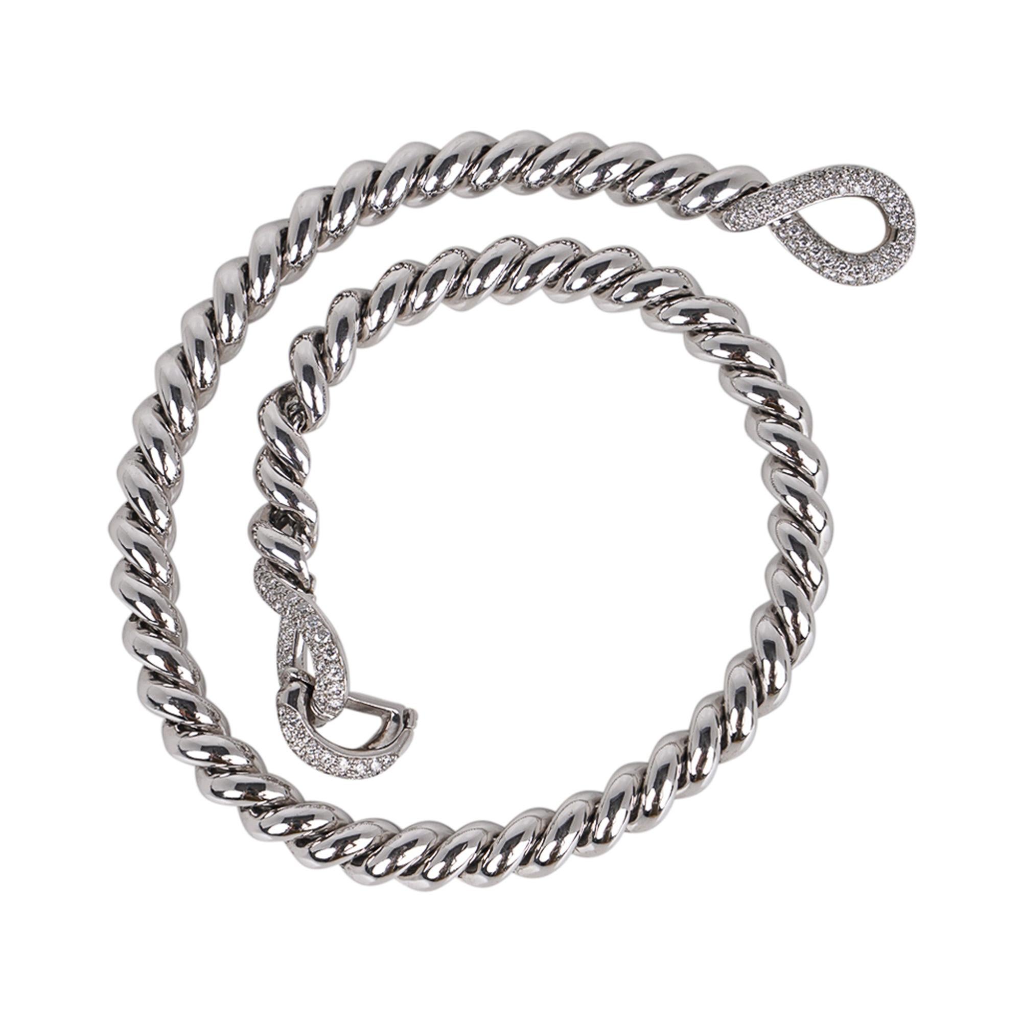 Hermes Diamond Torsade Necklace 18K White Gold Necklace For Sale 2