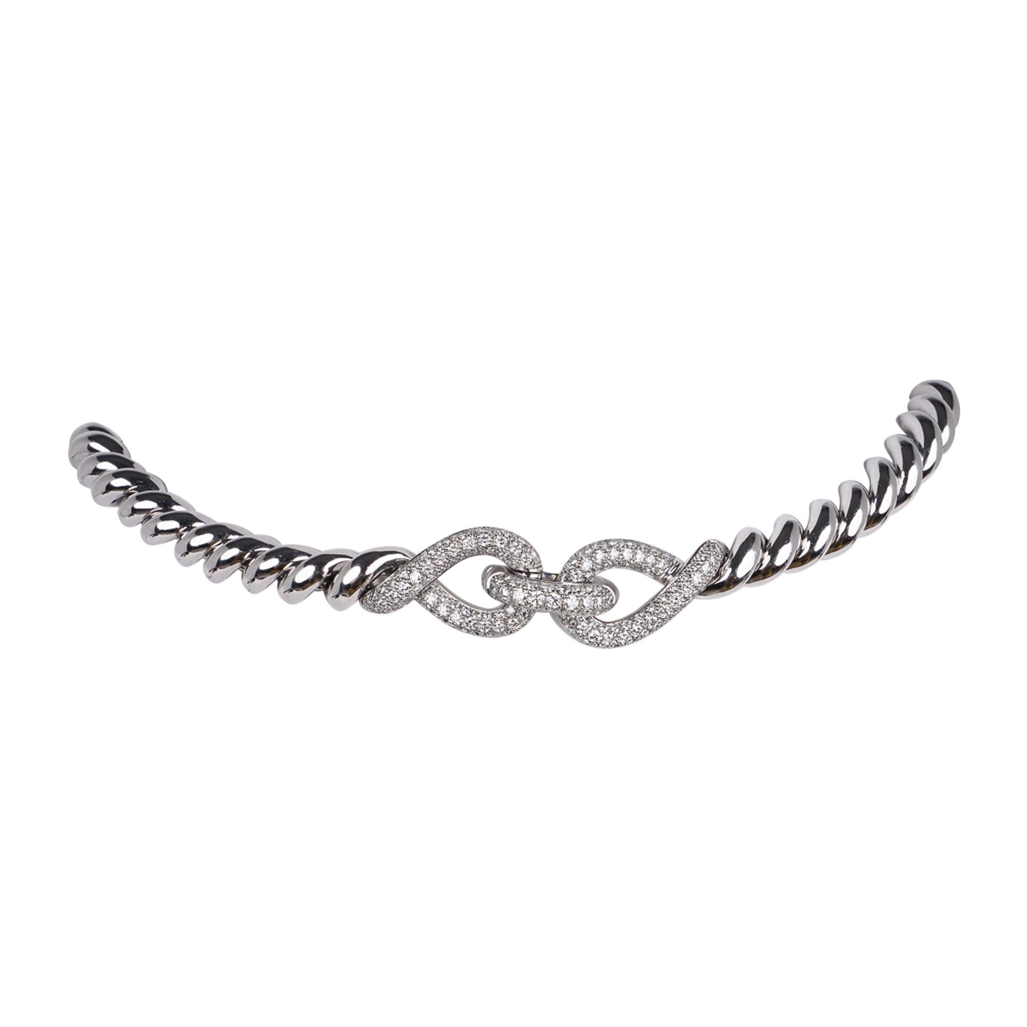 Hermes Diamond Torsade Necklace 18K White Gold Necklace For Sale 3