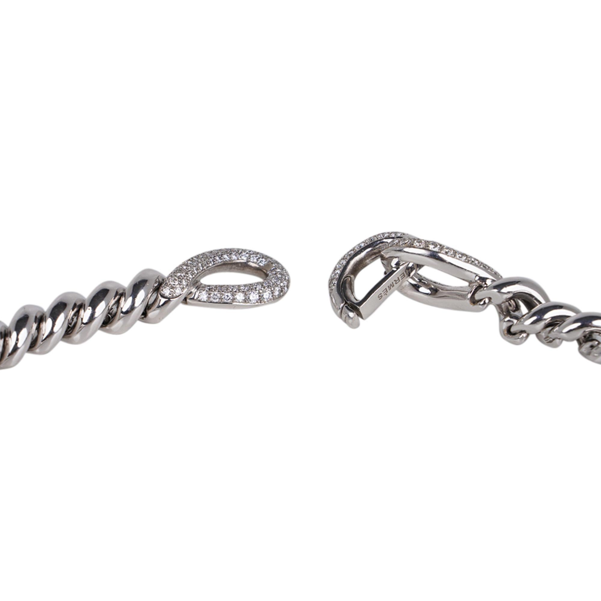 Hermes Diamond Torsade Necklace 18K White Gold Necklace For Sale 4