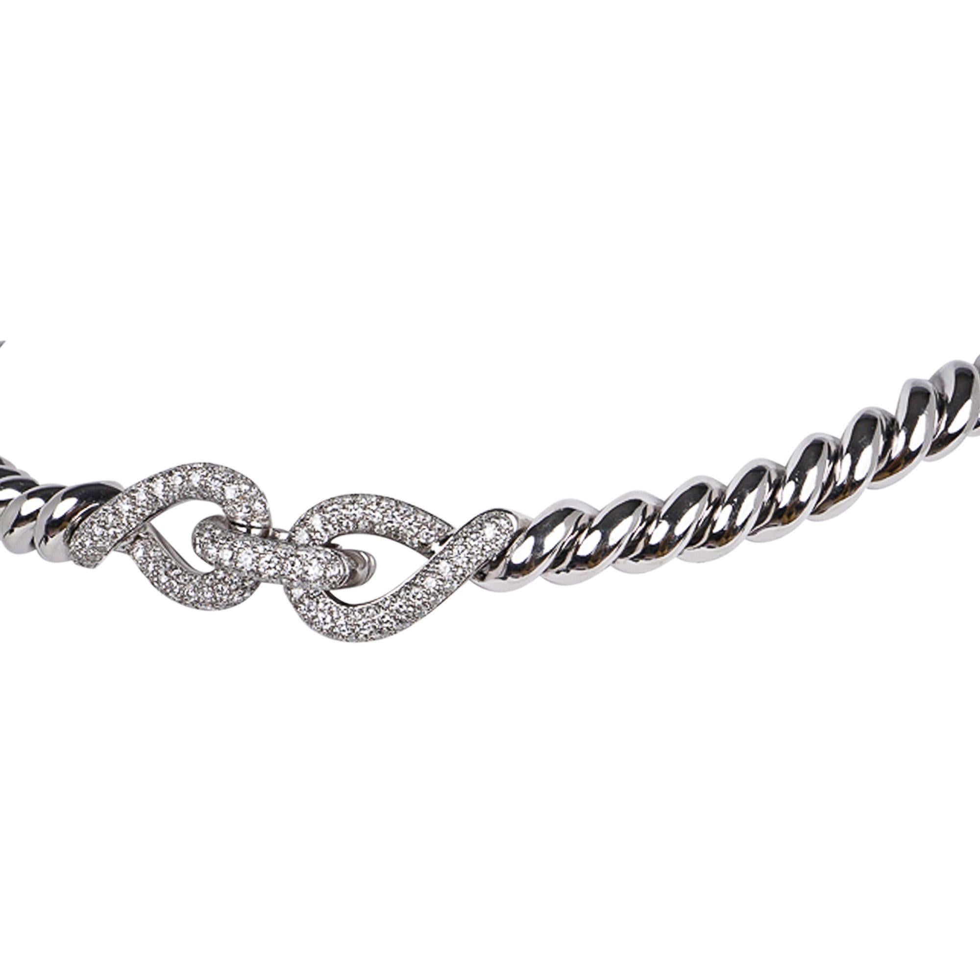 Hermes Diamond Torsade Necklace 18K White Gold Necklace  For Sale 2