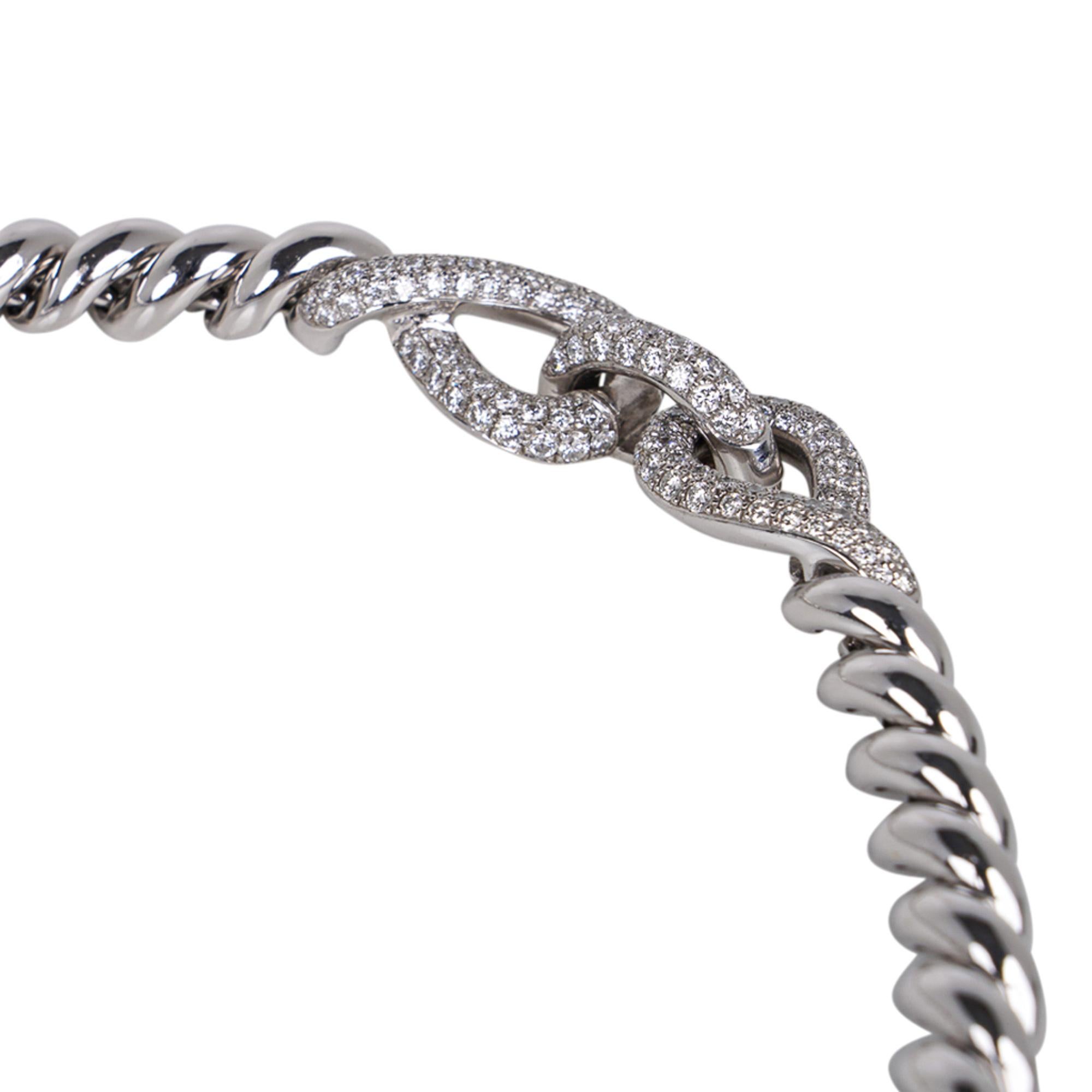Brilliant Cut Hermes Diamond Torsade Necklace 18K White Gold Necklace  For Sale