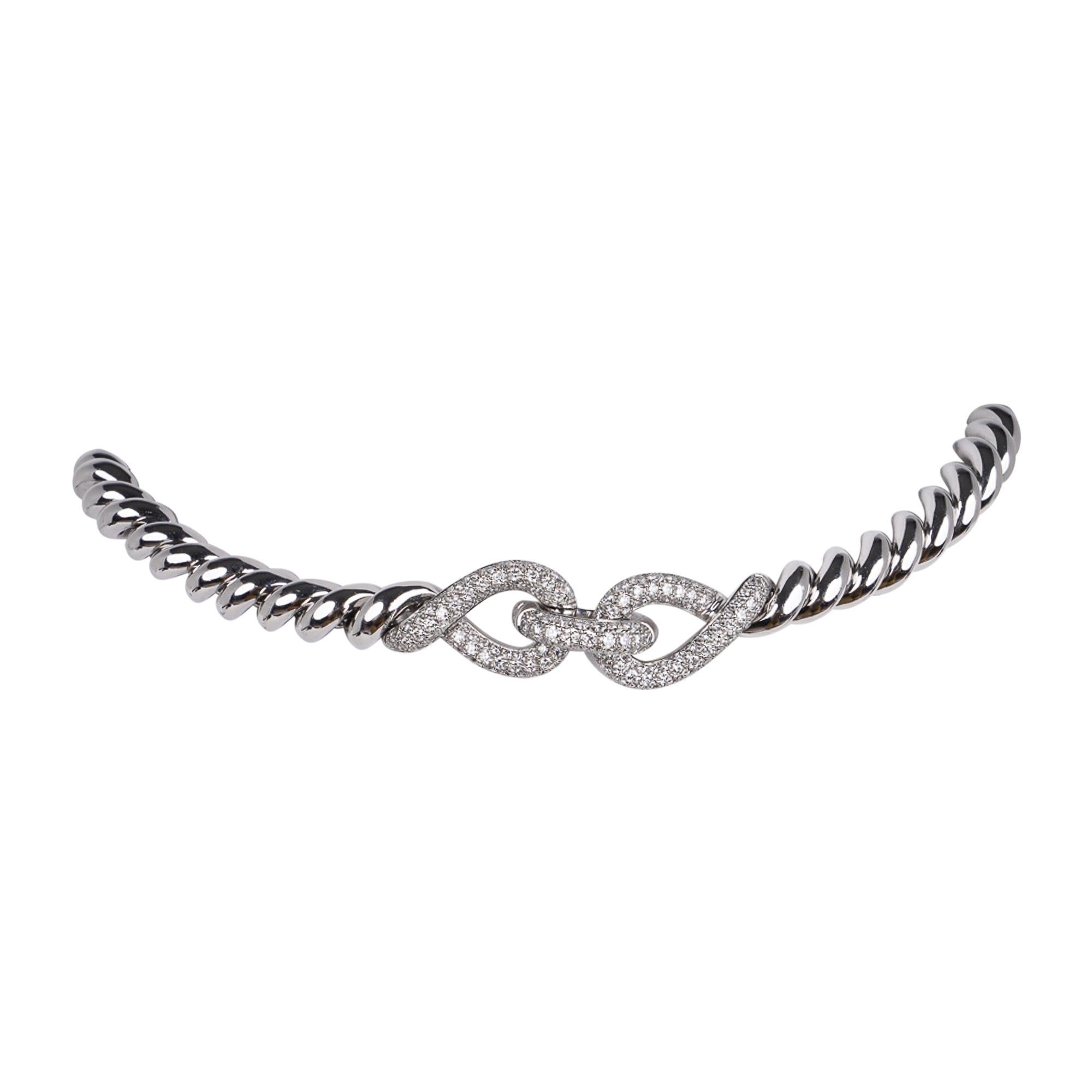 Women's Hermes Diamond Torsade Necklace 18K White Gold Necklace  For Sale
