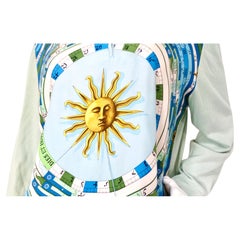 Hermes "Dies et Hore" Astrological Sun Print Silk Blouse circa 1980s