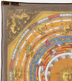 Hermes Dies et Hore by F. Faconnet Mousseline Silk Scarf