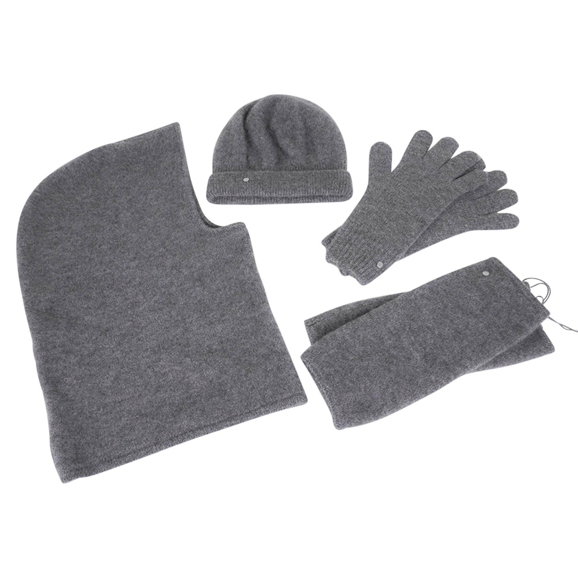 Hermes Diva Beanie and Cowl Set Gris Cashmere / Silk S 3