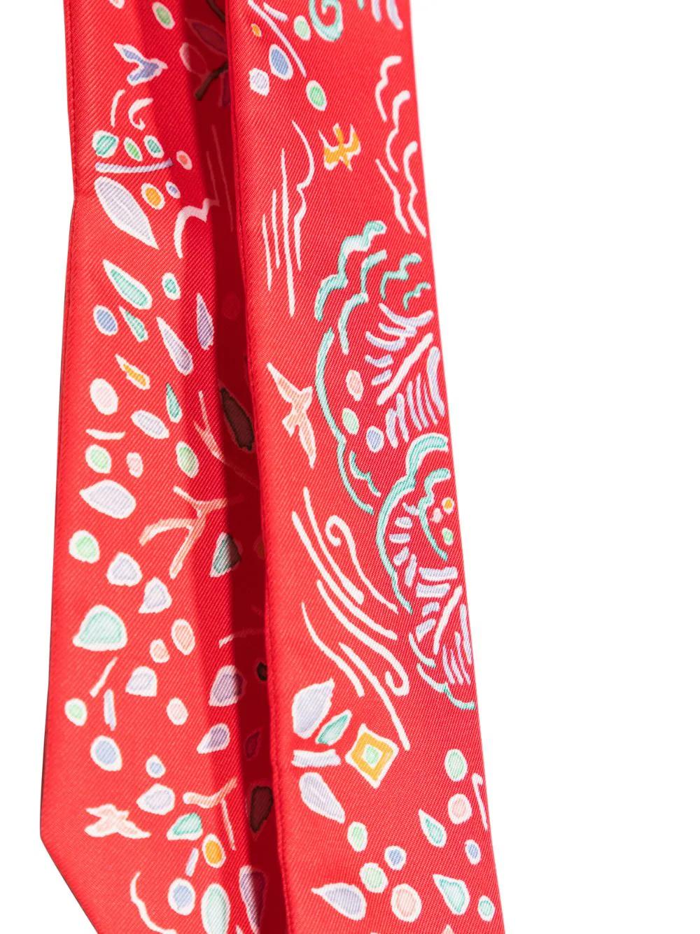 Rouge Hermès - Twilly en soie « Do Re Boucles » en vente