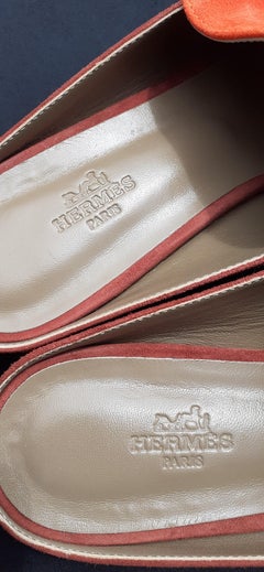 Hermès Doblis Suede Mules Rivoli Shoes Full Leather Tricolor Size 38.5