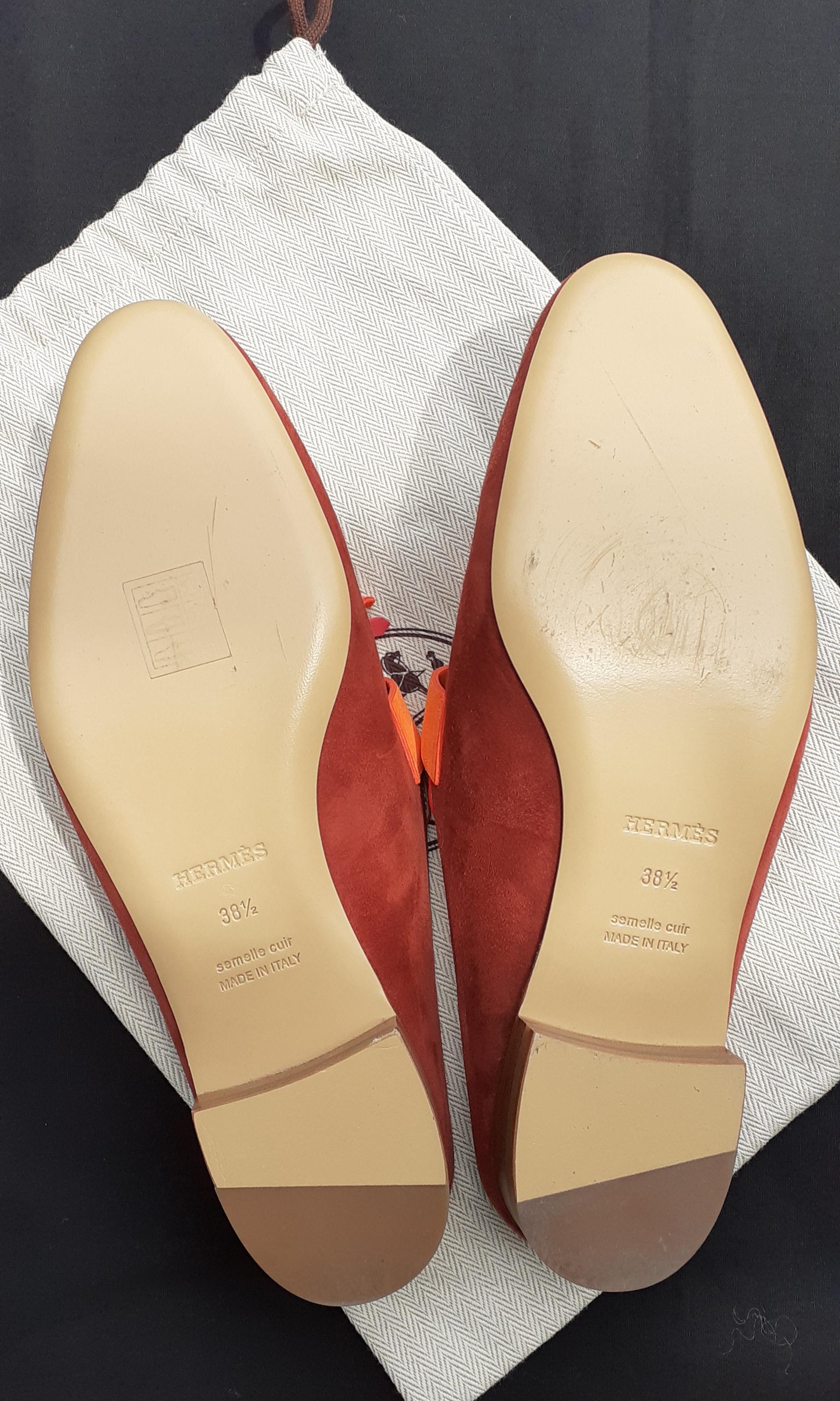 Hermès Doblis Suede Mules Rivoli Shoes Full Leather Tricolor Size 38.5  For Sale 2