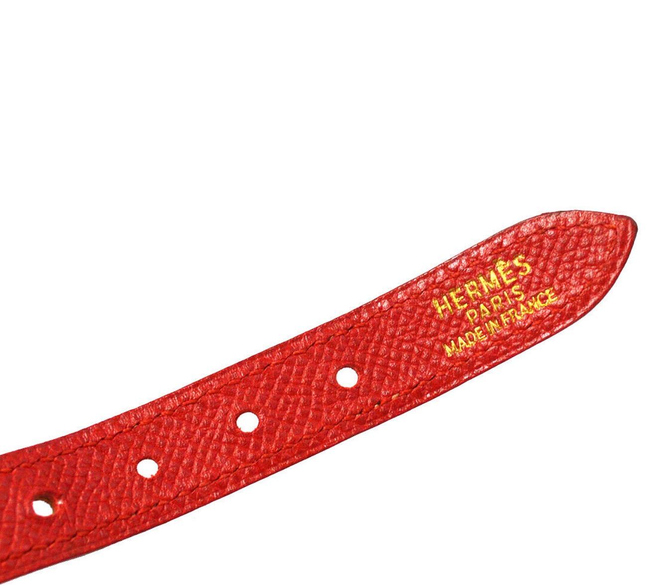 Women's or Men's Hermes Dog Red and Brown Leather Gold Pet Dog Leash Only in Box