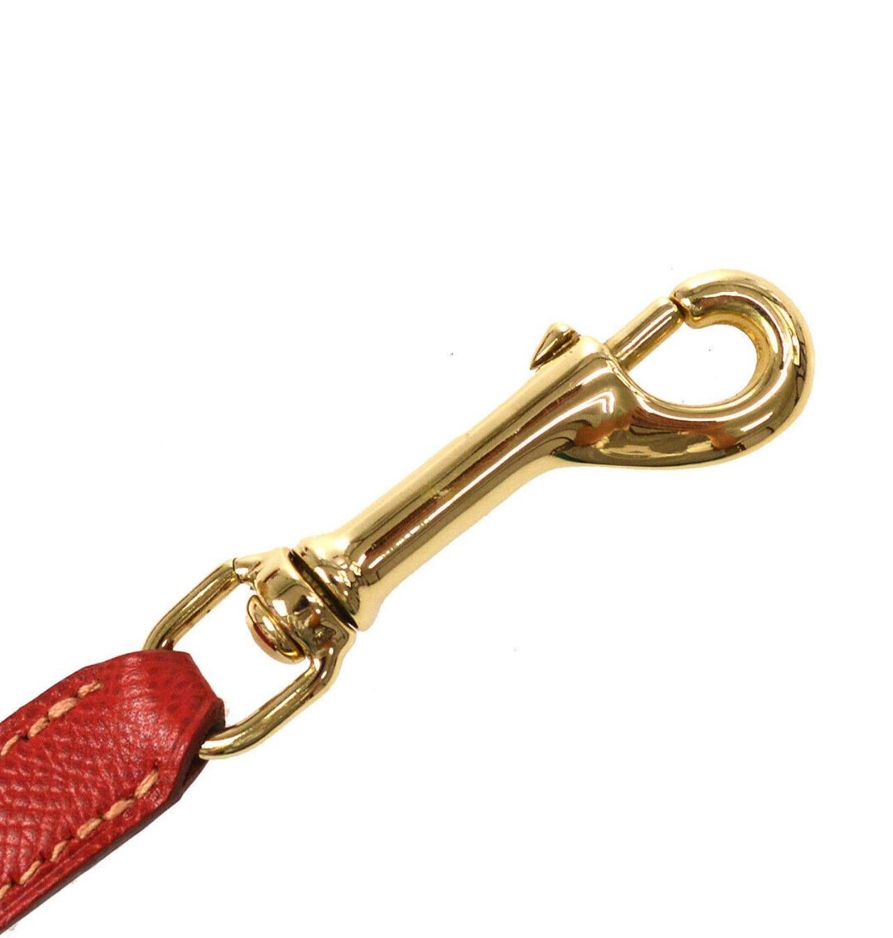 Guinzaglio e collare in due pezzi per cani Hermes Dog in pelle rossa e oro In condizioni buone a Chicago, IL