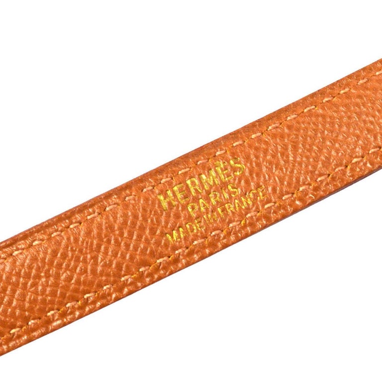 Hermes Dog Red Leather Gold Pet Dog Two Piece Leash and Collar Set at