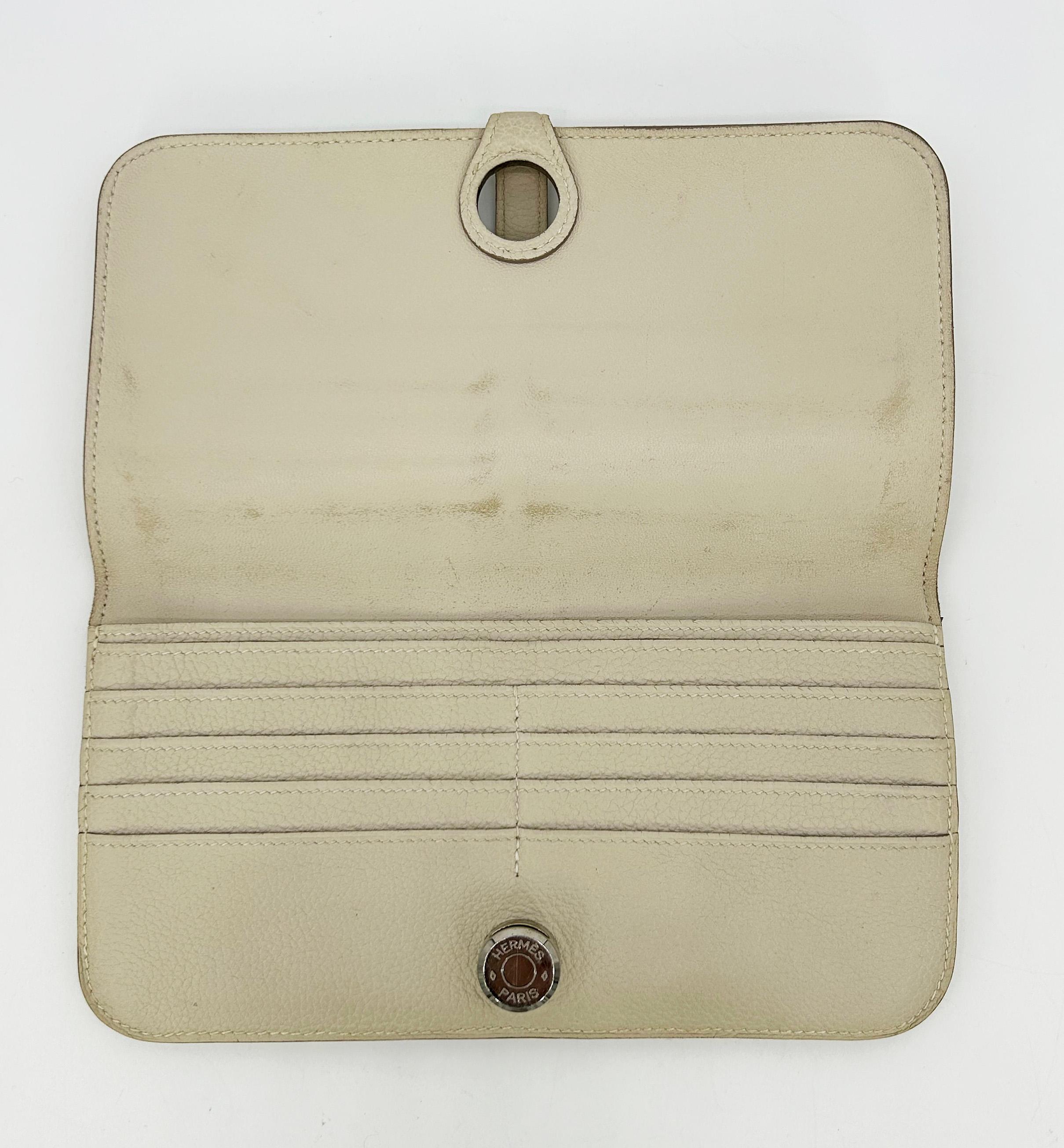 Hermes Dogon Beige Clemence Billetera Bi Fold Piel en venta 7