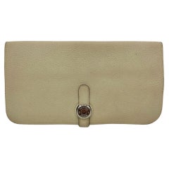 Hermes Dogon Beige Clemence Leather Bi Fold Wallet