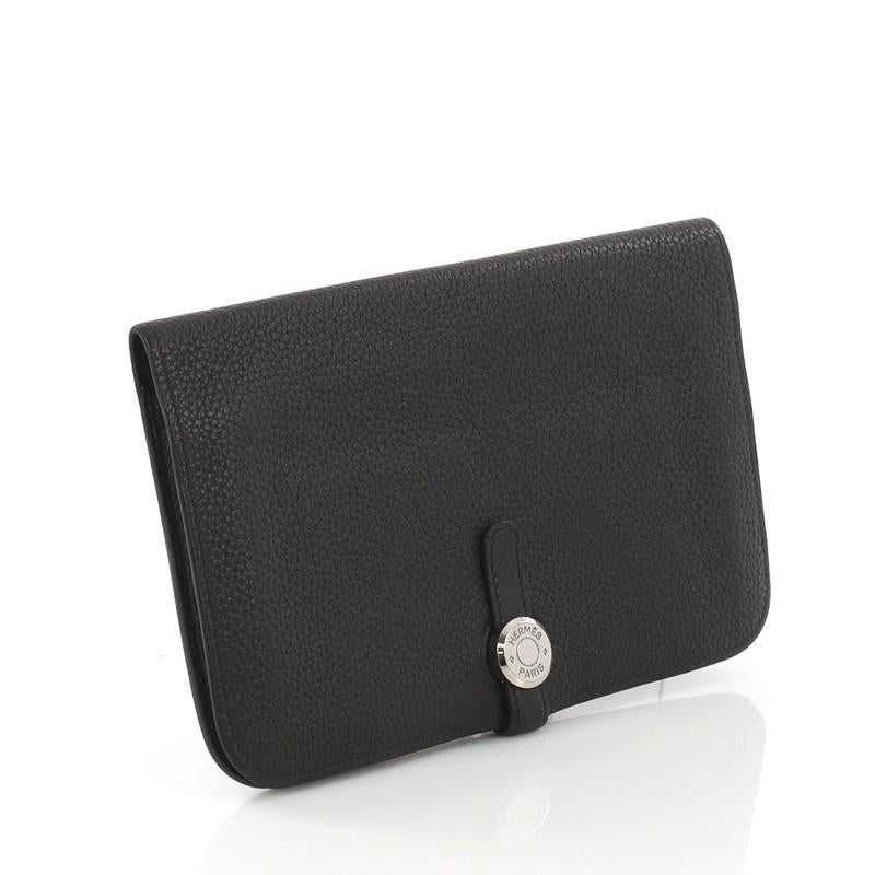 Black Hermes Dogon Duo Combined Wallet Leather
