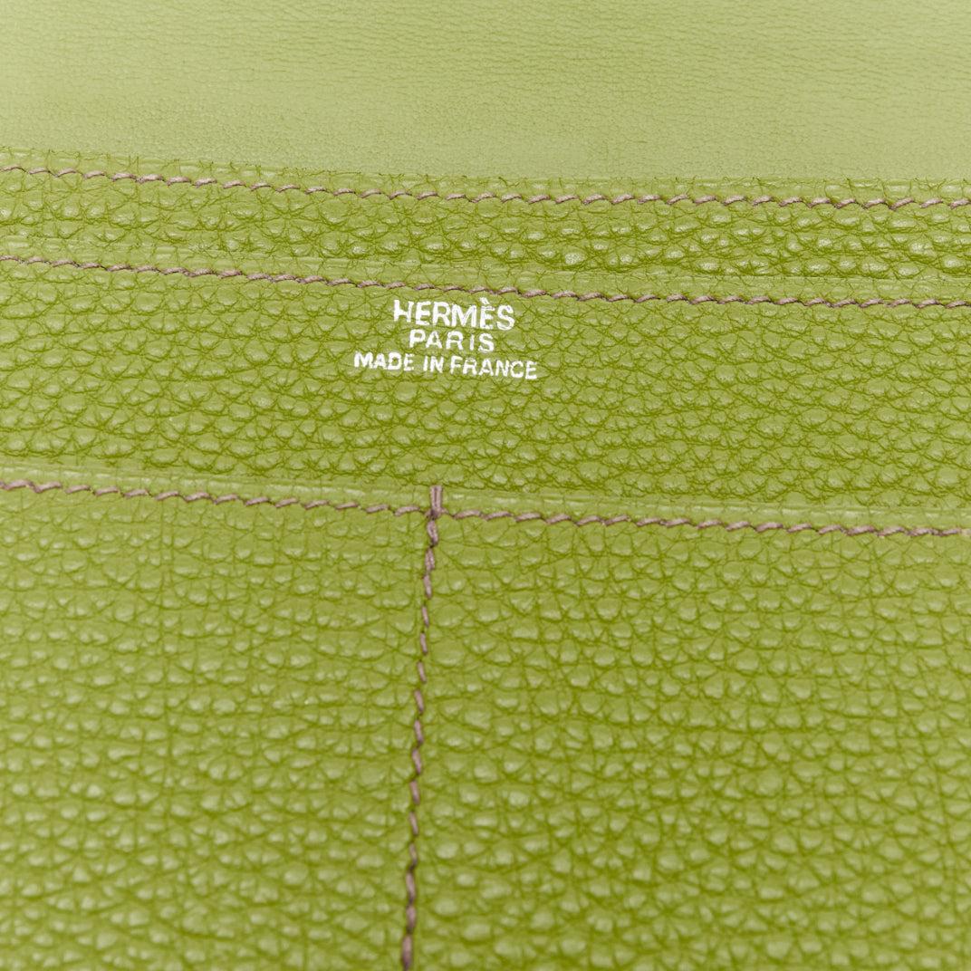 HERMES Dogon Duo vert togo cuir PHW boucle à travers long portefeuille en vente 3