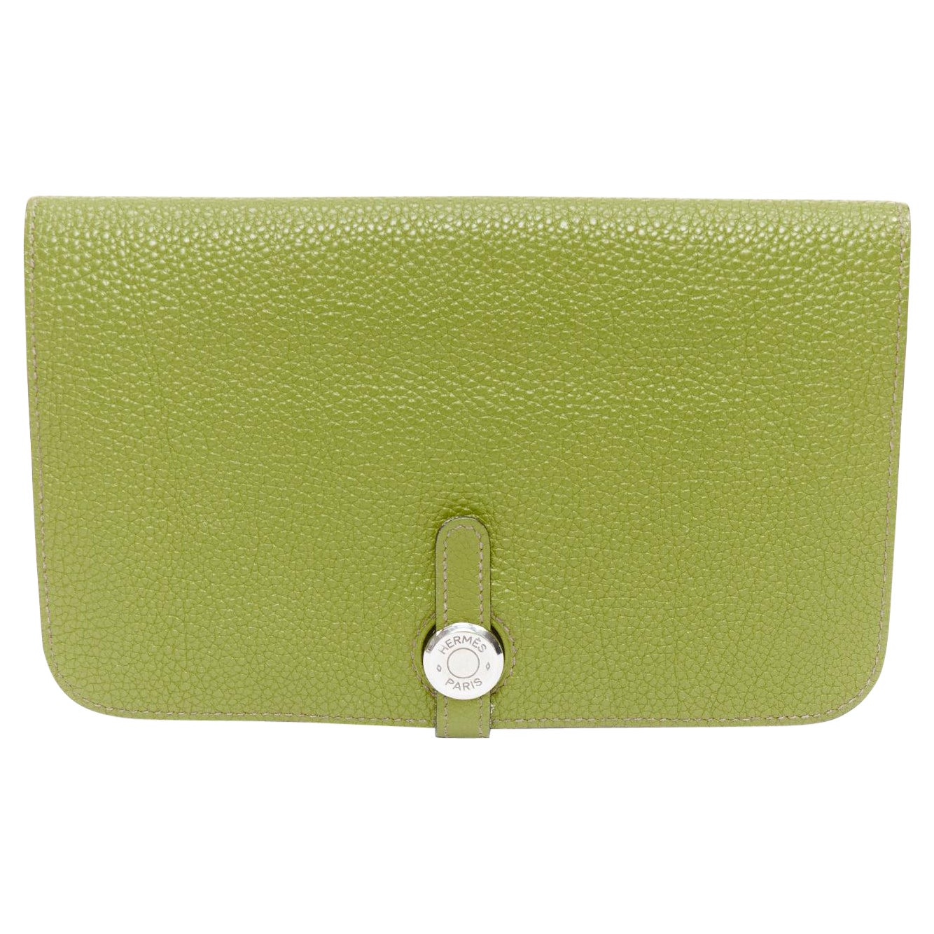 HERMES Dogon Duo grün togo Leder PHW loop through lange Brieftasche