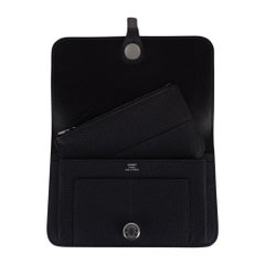 Hermes Dogon Duo Wallet Black Togo Palladium Hardware