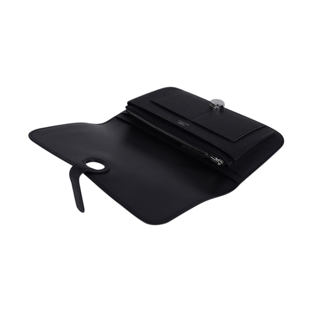 Hermes Dogon Duo Brieftasche Schwarz Togo Palladium Hardware 2