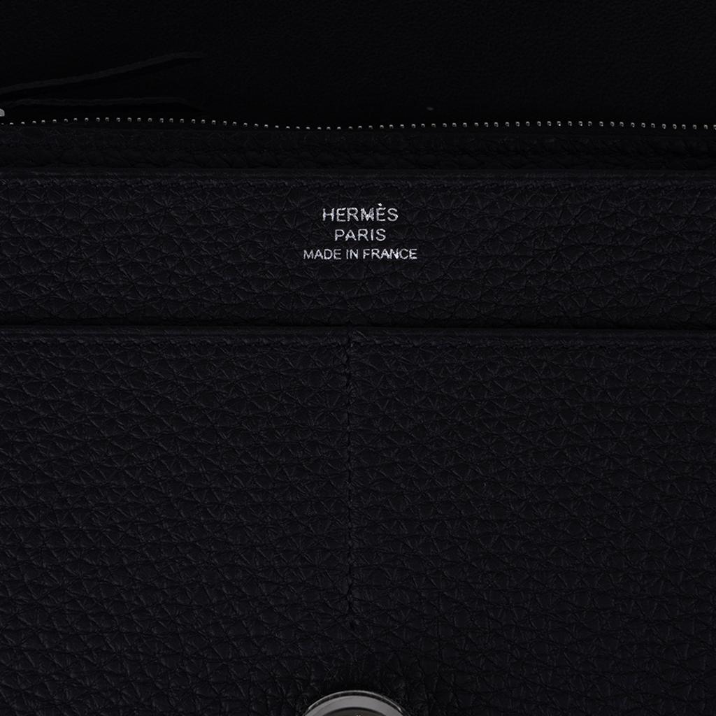 Hermes Dogon Duo Wallet Black Togo Palladium Hardware 2