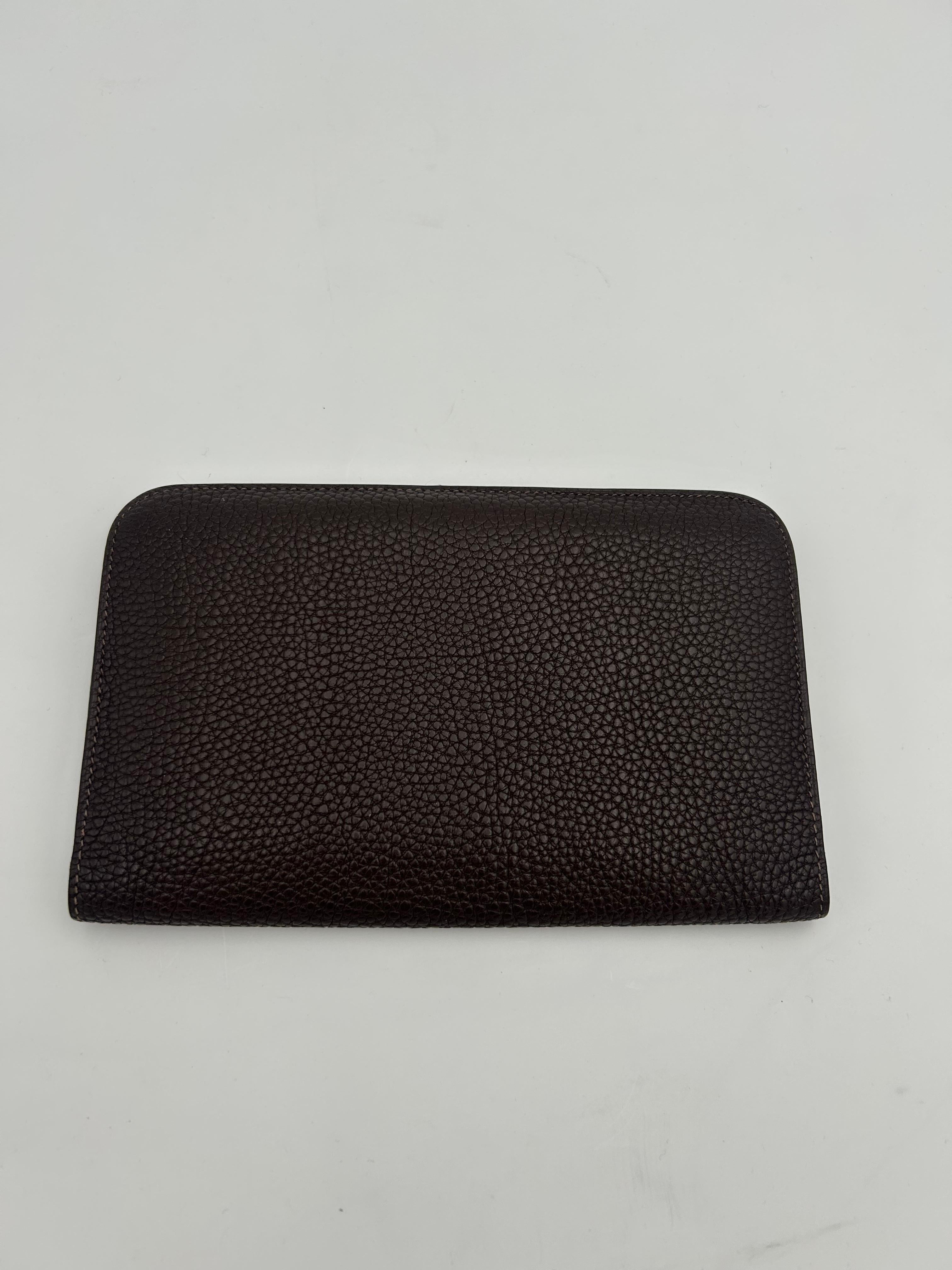 Black Hermès Dogon Duo Wallet Brown Leather 2006 For Sale