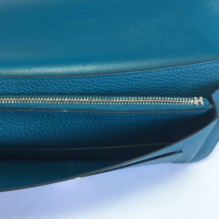HERMES Dogon Duo Wallet Large Model Blue Togo Leather lined in Lambskin 8