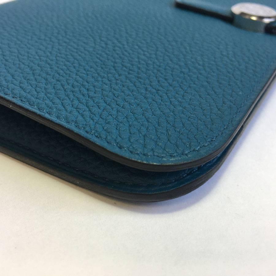 HERMES Dogon Duo Wallet Large Model Blue Togo Leather lined in Lambskin 1