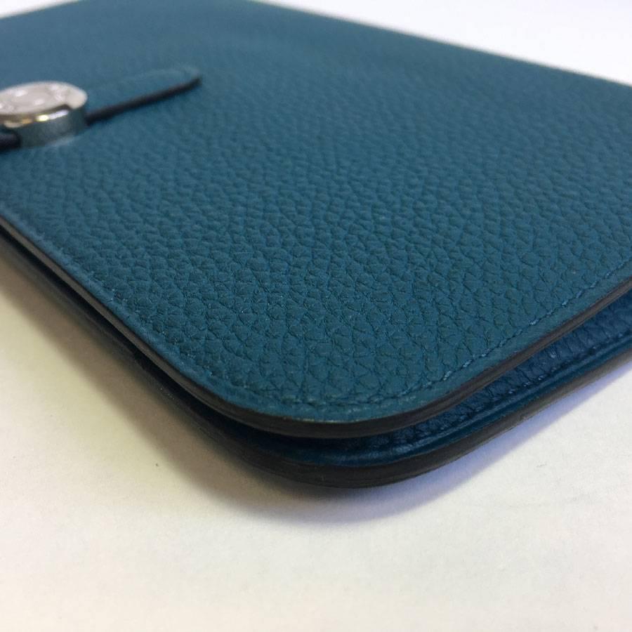 HERMES Dogon Duo Wallet Large Model Blue Togo Leather lined in Lambskin 2