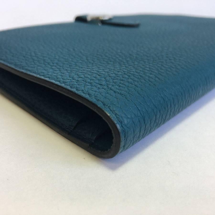 HERMES Dogon Duo Wallet Large Model Blue Togo Leather lined in Lambskin 3