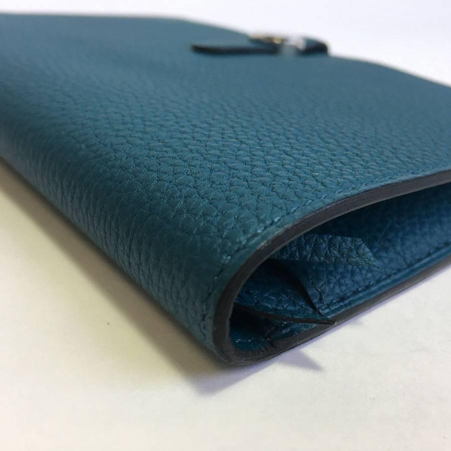 HERMES Dogon Duo Wallet Large Model Blue Togo Leather lined in Lambskin 4