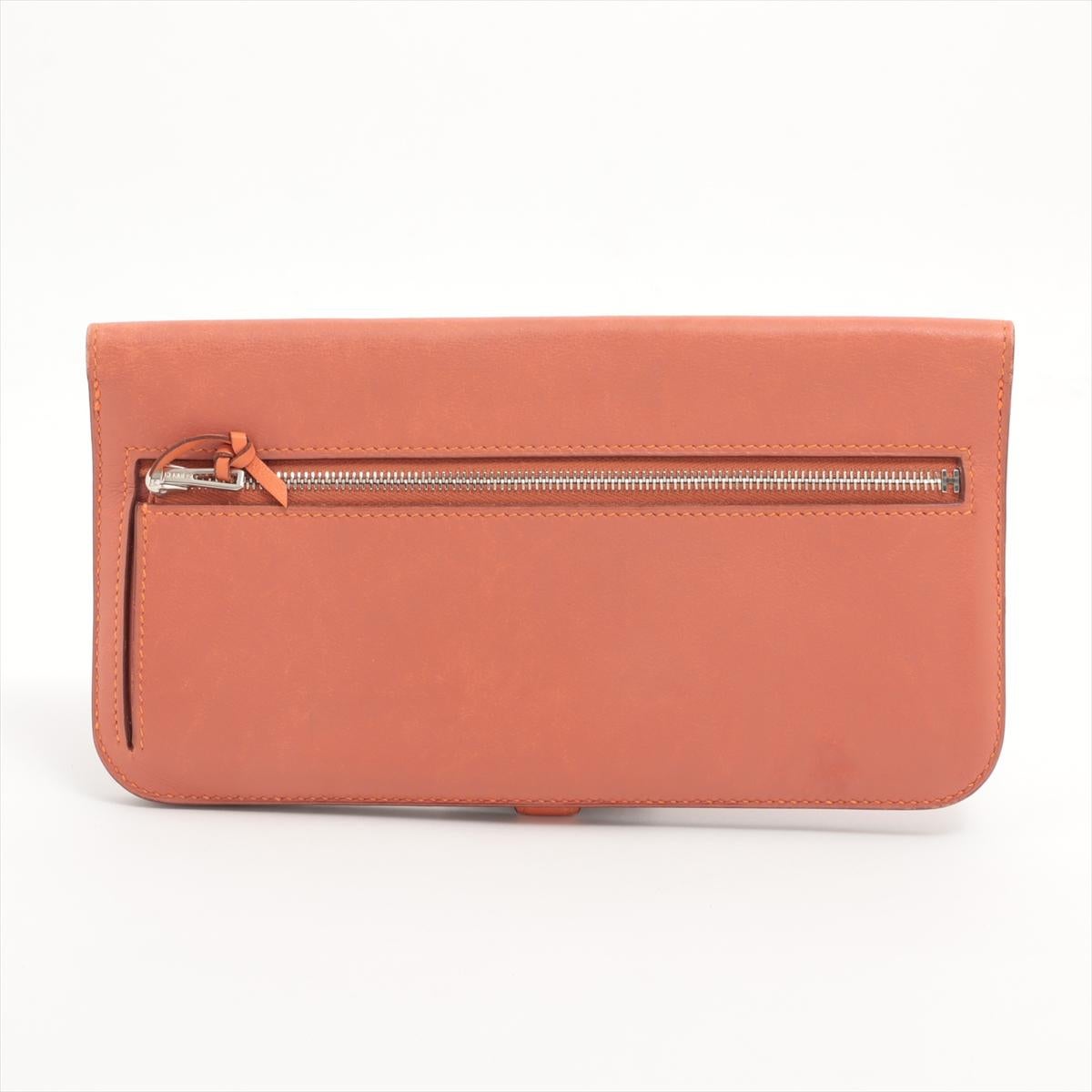 Hermès Dogon Taurillon Clemence Lange Brieftasche Orange im Zustand „Gut“ in Humacao, PR