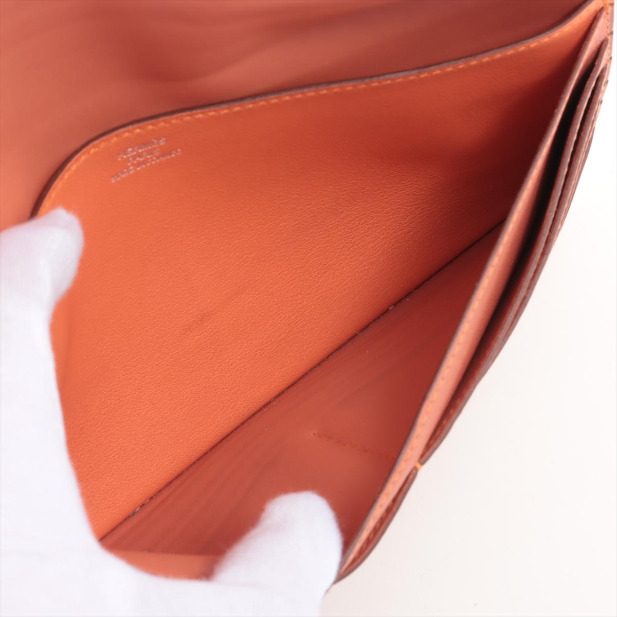 Hermès Dogon Taurillon Clemence Lange Brieftasche Orange 2
