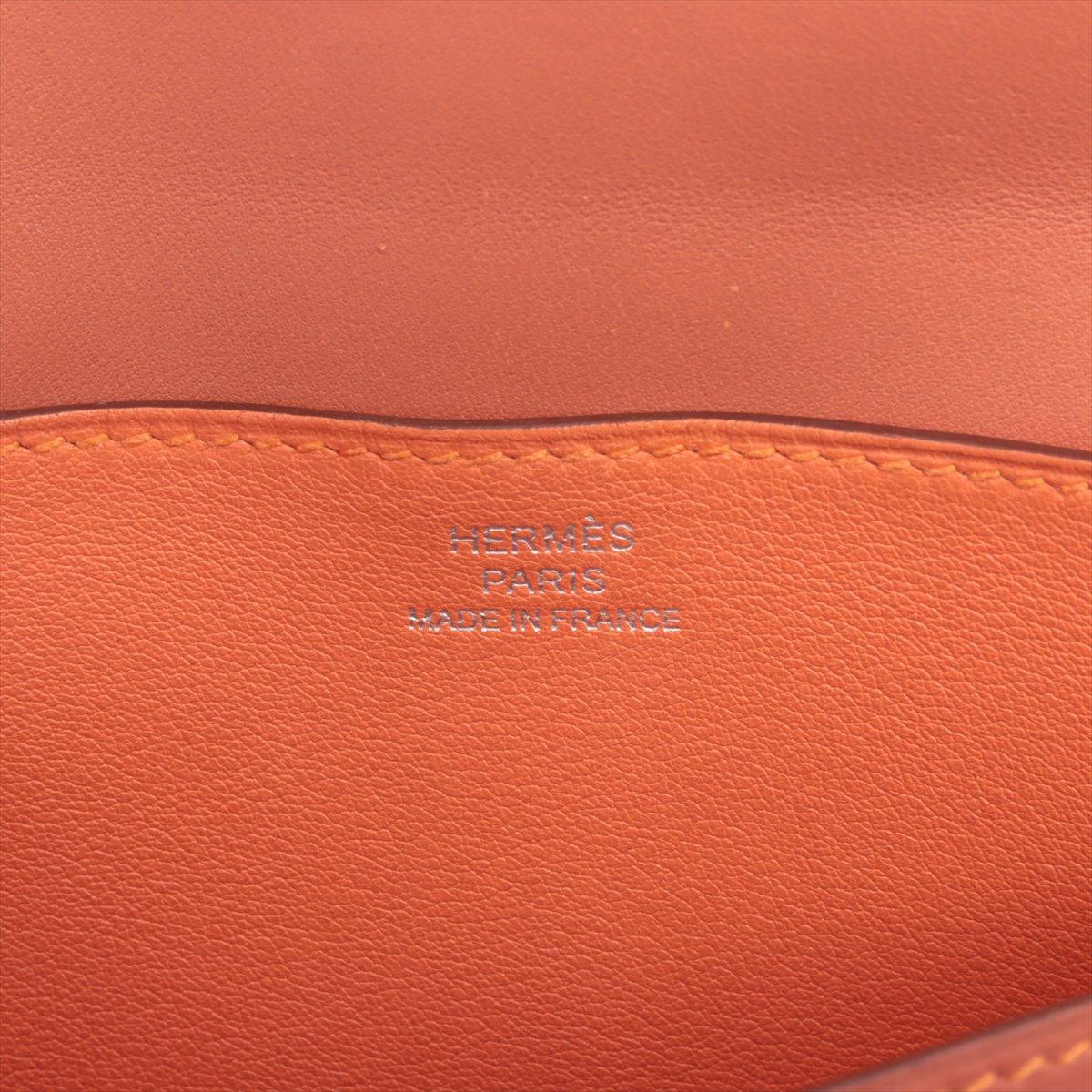 Hermès Dogon Taurillon Clemence Lange Brieftasche Orange 4