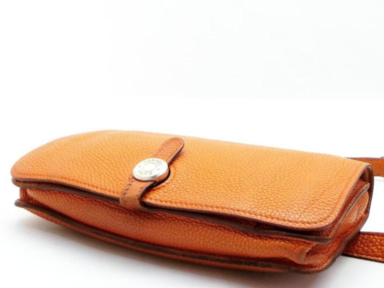 Hermès Dogon Waist Pouch Belt Fanny Pack 230499 Orange Leather Cross