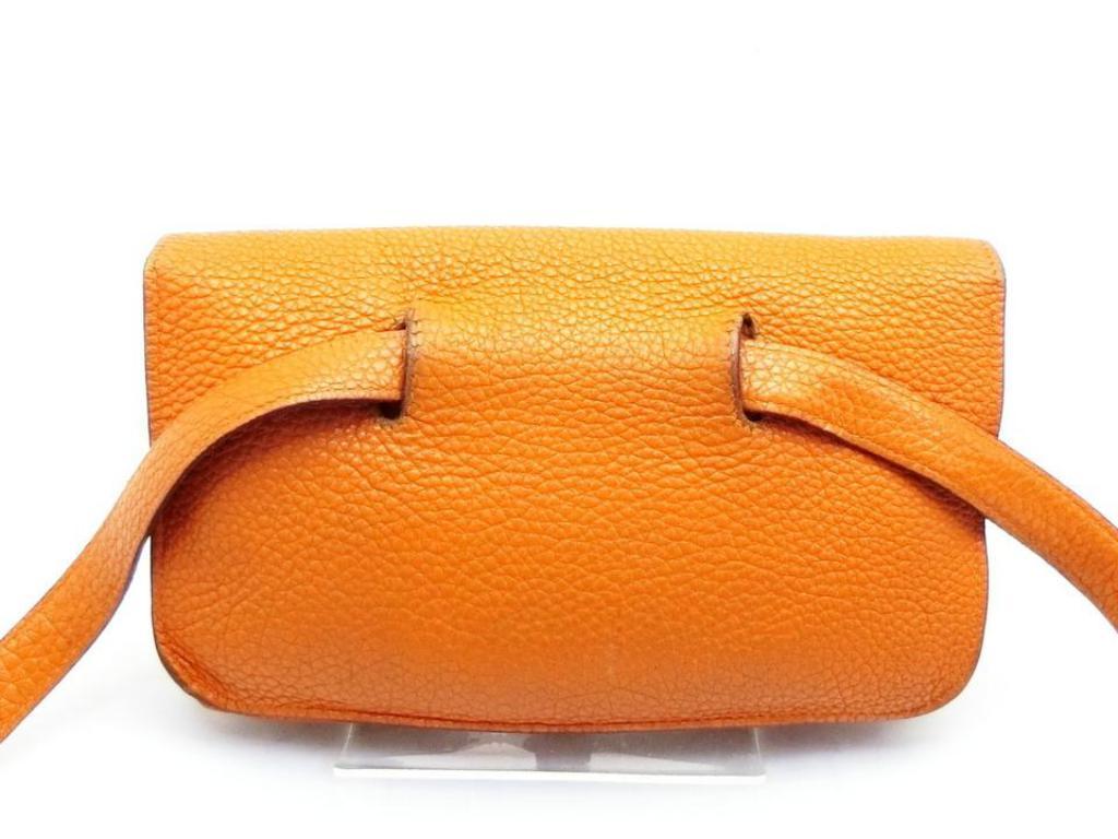 Hermès Dogon Waist Pouch Belt Fanny Pack 230499 Orange Leather Cross Body Bag For Sale 4