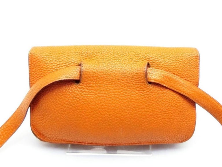 Hermès Dogon Waist Pouch Belt Fanny Pack 230499 Orange Leather Cross