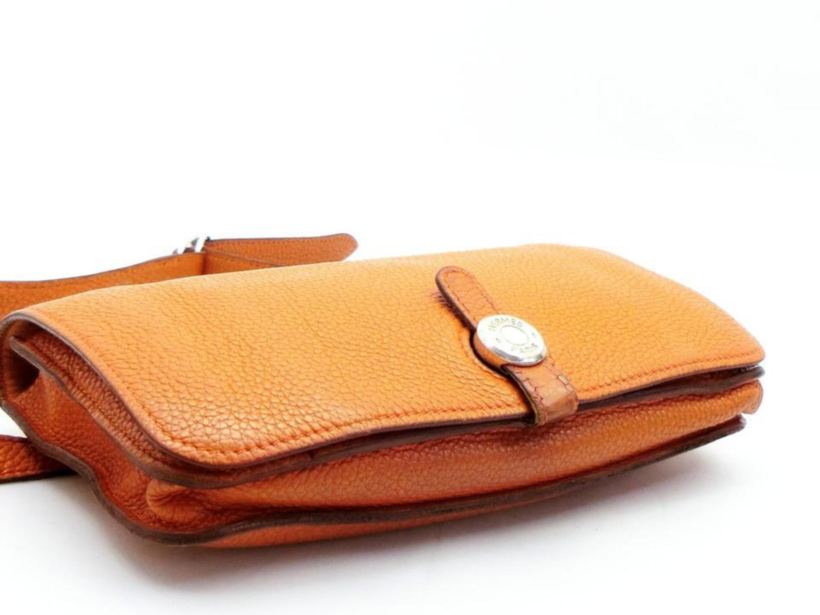 Hermès Dogon Waist Pouch Belt Fanny Pack 230499 Orange Leather Cross Body Bag For Sale 2